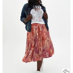 Torrid Super Soft Tie Dye Button Front Midi Skirt sz 1X